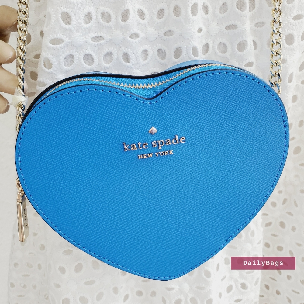 🎁 BEAUTIFUL MINI HEART KATE SPADE CROSSBODY NIGHT BLUE VALENTINE LOVE BAG